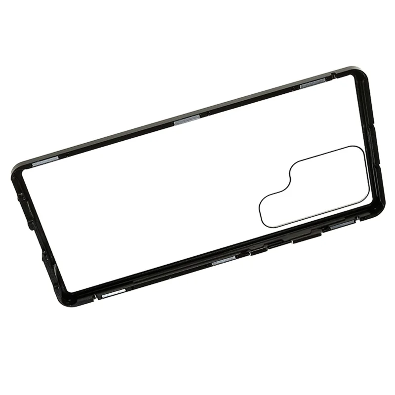 For Samsung Galaxy S23 Ultra Full Body Case Magnetic Tempered Glass Double-Sided Phone Case - Black