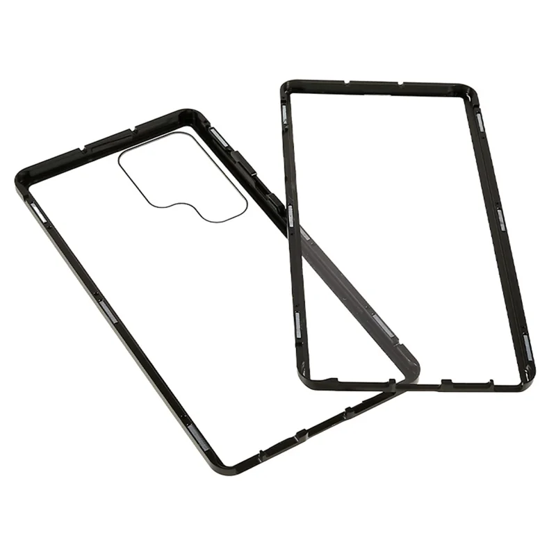 For Samsung Galaxy S23 Ultra Full Body Case Magnetic Tempered Glass Double-Sided Phone Case - Black