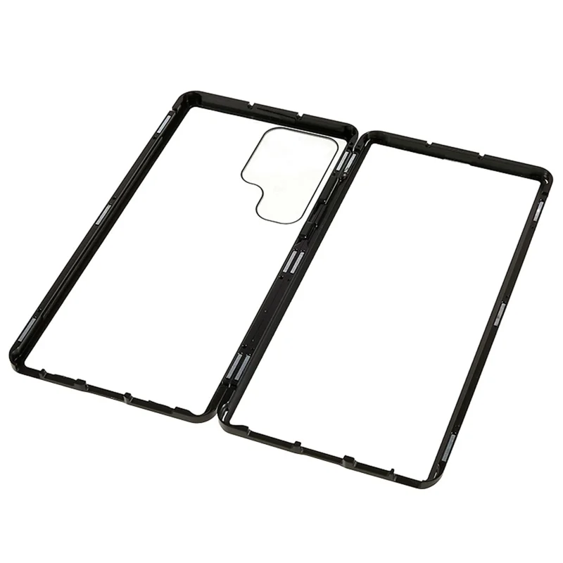 For Samsung Galaxy S23 Ultra Full Body Case Magnetic Tempered Glass Double-Sided Phone Case - Black