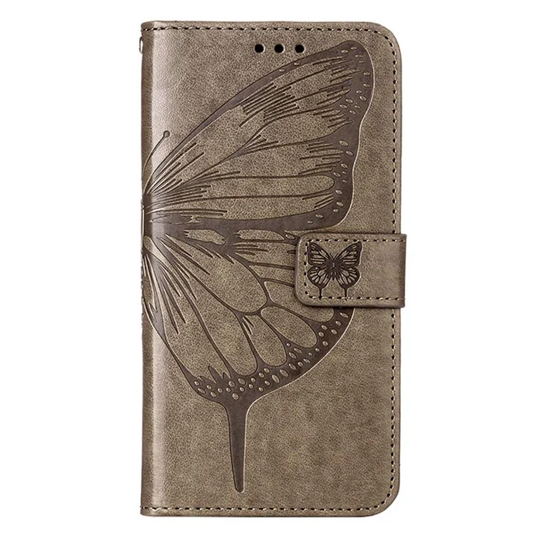 YB Imprinting Series-4 per TECNO Pop 5 LTE 4G Anti-Drop Phone Cover Stand Butterfly Flower Imprinted Wallet Phone Case - Grigio