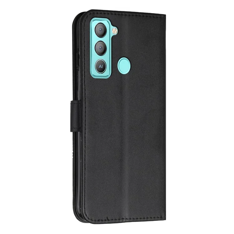 Étui de protection pour téléphone TECNO Pop 5 LTE 4G, étui portefeuille en cuir anti-rayures avec support et dragonne - Noir