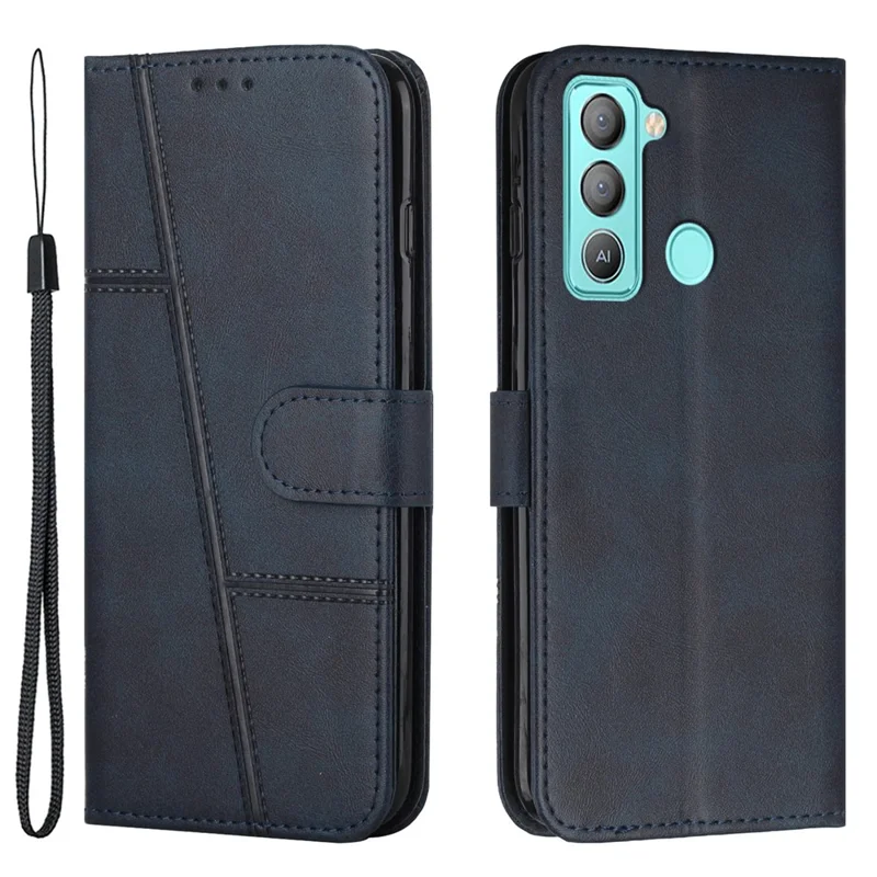 Protective Phone Cover For TECNO Pop 5 LTE 4G , Anti-Scratch Flip Leather Phone Wallet Case Stand with Strap - Sapphire