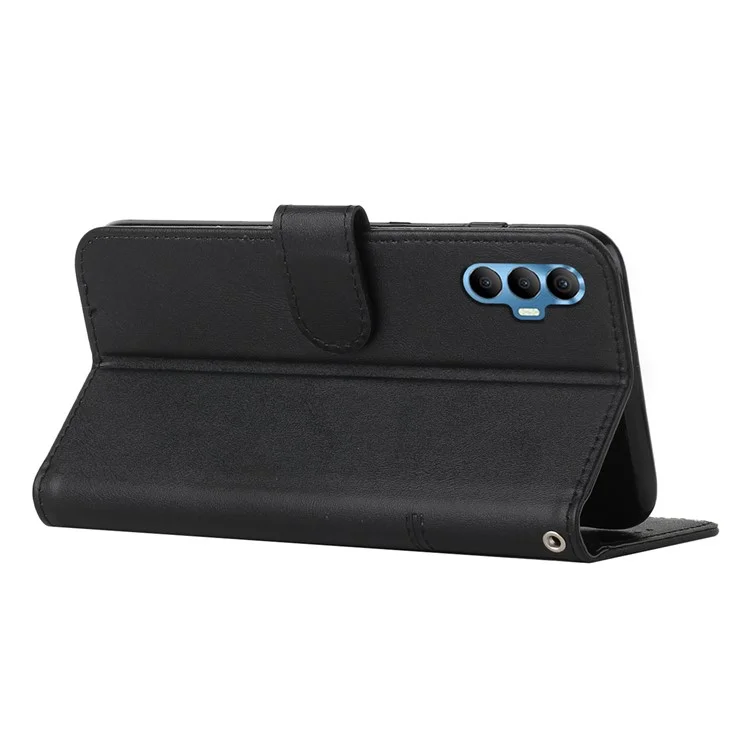 Capa de Telefone de Couro PU para TECNO Spark 8P, Carteira com Suporte de Proteção Completa com Alça - Preto