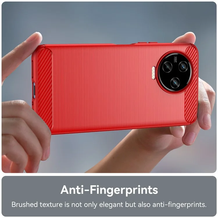 Protective Phone Case For Infinix Note 12 (2023) 4G , Carbon Fiber Texture Brushed Surface Mobile Phone Back Cover - Red