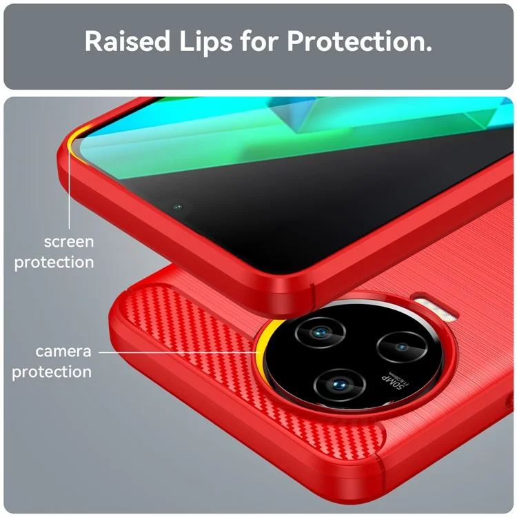 Protective Phone Case For Infinix Note 12 (2023) 4G , Carbon Fiber Texture Brushed Surface Mobile Phone Back Cover - Red