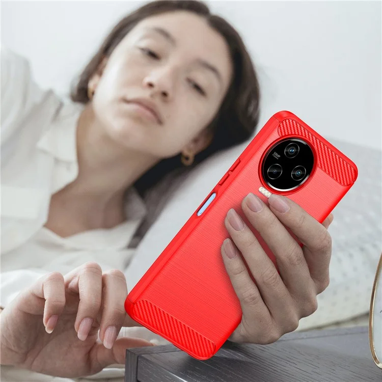 Protective Phone Case For Infinix Note 12 (2023) 4G , Carbon Fiber Texture Brushed Surface Mobile Phone Back Cover - Red