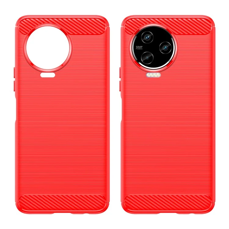 Protective Phone Case For Infinix Note 12 (2023) 4G , Carbon Fiber Texture Brushed Surface Mobile Phone Back Cover - Red