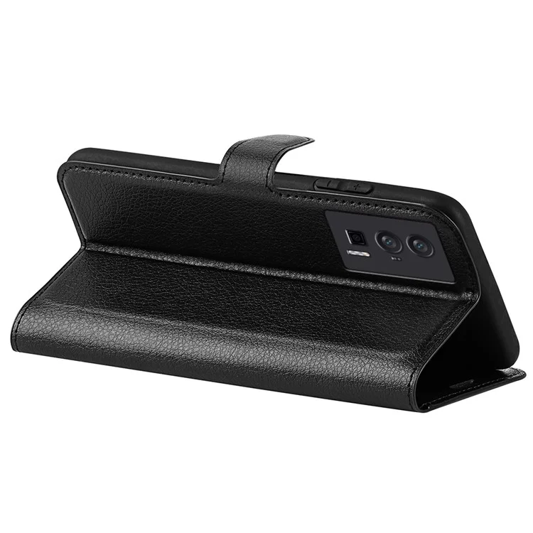 Smartphone-Hülle für Xiaomi Poco F5 Pro 5G / Redmi K60 Pro 5G / K60 5G, Litchi-Textur PU-Leder, stoßfeste Handyhülle - Schwarz