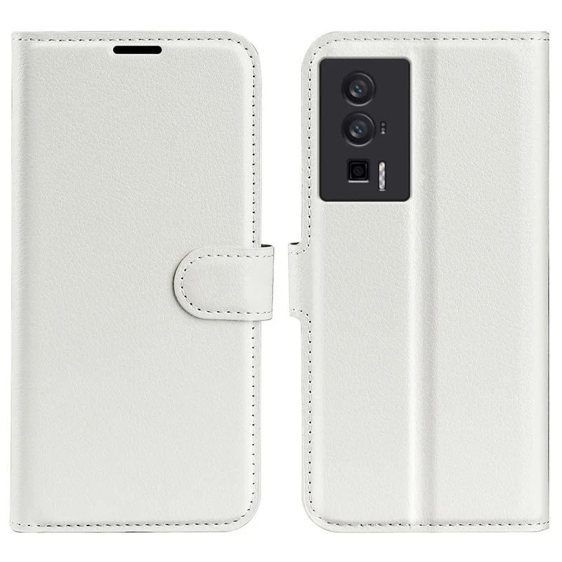 Smartphone Case For Xiaomi Poco F5 Pro 5G / Redmi K60 Pro 5G / K60 5G Litchi Texture PU Leather Wallet Shockproof Phone Cover - White