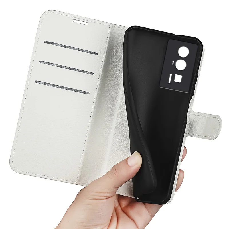 Smartphone Case For Xiaomi Poco F5 Pro 5G / Redmi K60 Pro 5G / K60 5G Litchi Texture PU Leather Wallet Shockproof Phone Cover - White