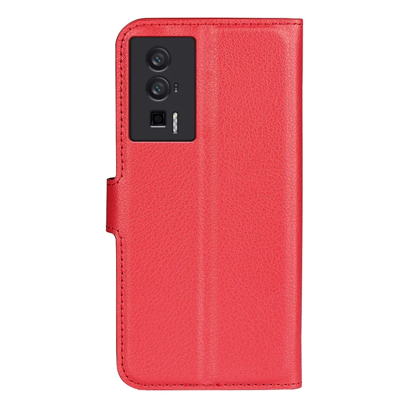 Smartphone Case For Xiaomi Poco F5 Pro 5G / Redmi K60 Pro 5G / K60 5G Litchi Texture PU Leather Wallet Shockproof Phone Cover - Red
