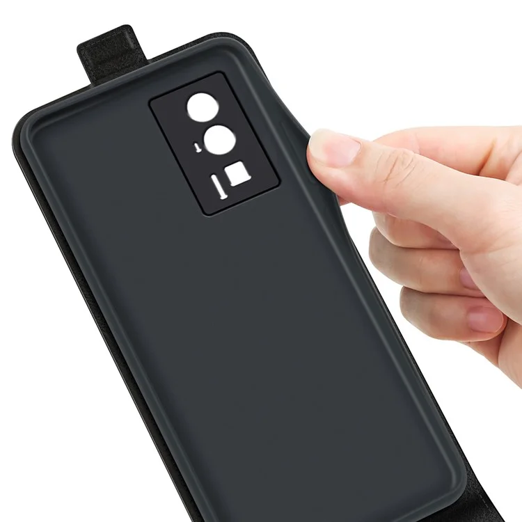 Pour Xiaomi Poco F5 Pro 5G / Redmi K60 Pro 5G / K60 5G PU Cuir Texture Crazy Horse Verticale Flip Étui de Téléphone Porte-Cartes - Noir