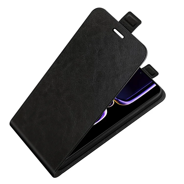 Pour Xiaomi Poco F5 Pro 5G / Redmi K60 Pro 5G / K60 5G PU Cuir Texture Crazy Horse Verticale Flip Étui de Téléphone Porte-Cartes - Noir
