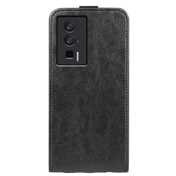 Pour Xiaomi Poco F5 Pro 5G / Redmi K60 Pro 5G / K60 5G PU Cuir Texture Crazy Horse Verticale Flip Étui de Téléphone Porte-Cartes - Noir