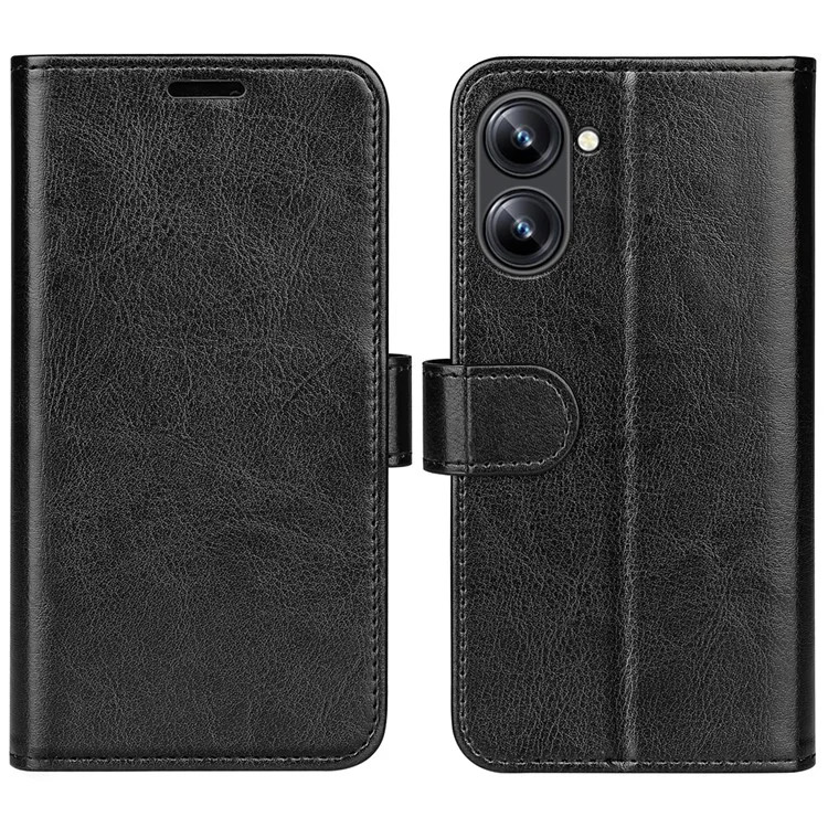 Pour Realme 10 4G Crazy Horse Texture Anti-scratch Phone Case Flip Leather Wallet Stand Phone Cover - Black