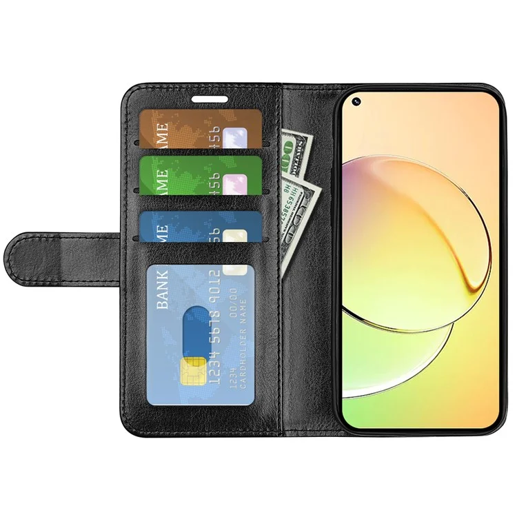 Pour Realme 10 4G Crazy Horse Texture Anti-scratch Phone Case Flip Leather Wallet Stand Phone Cover - Black