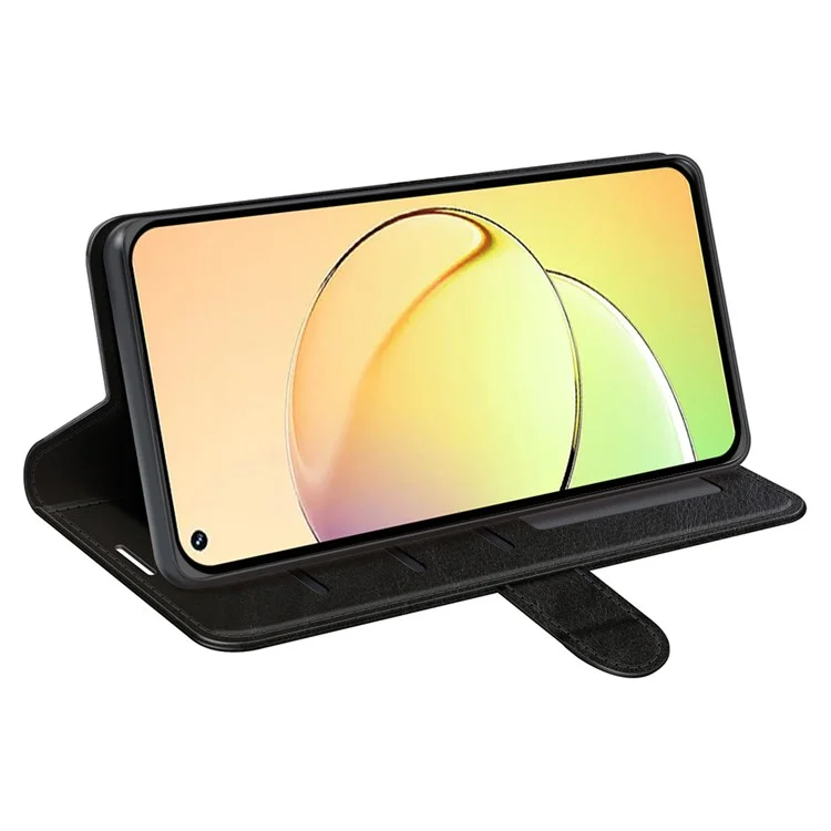 Pour Realme 10 4G Crazy Horse Texture Anti-scratch Phone Case Flip Leather Wallet Stand Phone Cover - Black