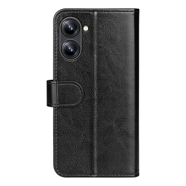 Pour Realme 10 4G Crazy Horse Texture Anti-scratch Phone Case Flip Leather Wallet Stand Phone Cover - Black