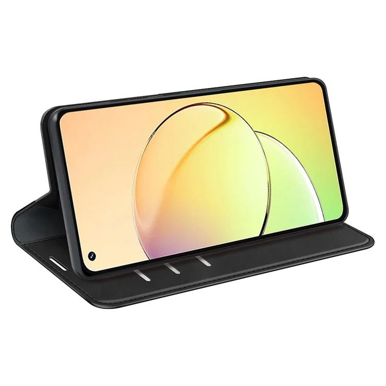 Pour Realme 10 4G PU Leather Flip Stand Phone Cover Skin-touch Feeling Magnetic Auto-absorbed Wallet Case - Noir