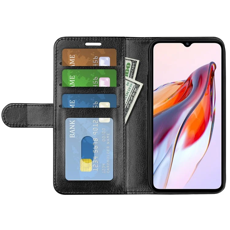 Para Xiaomi Redmi 12C 4G Anti-caída Flip Phone Case Wallet Stand Crazy Horse Texture Leather Protective Cover - Negro