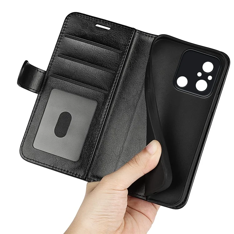 Para Xiaomi Redmi 12C 4G Anti-caída Flip Phone Case Wallet Stand Crazy Horse Texture Leather Protective Cover - Negro