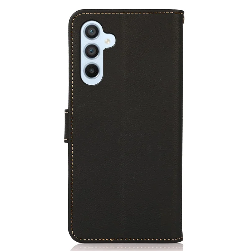 KHAZNEH voor Samsung Galaxy A34 5G telefoonstandaard hoes portemonnee echt koeienleer RFID-blokkering deksel - Zwart