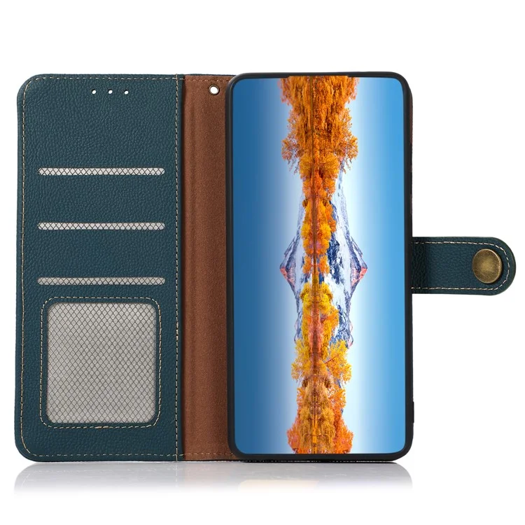 KHAZNEH Für Samsung Galaxy A34 5G Smartphone-Ständer-Hülle Geldbörse Echtes Rindsleder RFID-blockierende Abdeckung - Grün