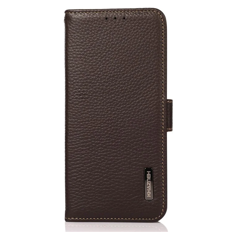 KHAZNEH per Sony Xperia 10 V Stand Wallet Phone Case RFID Blocking Genuine Cow Leather Phone Cover - Marrone