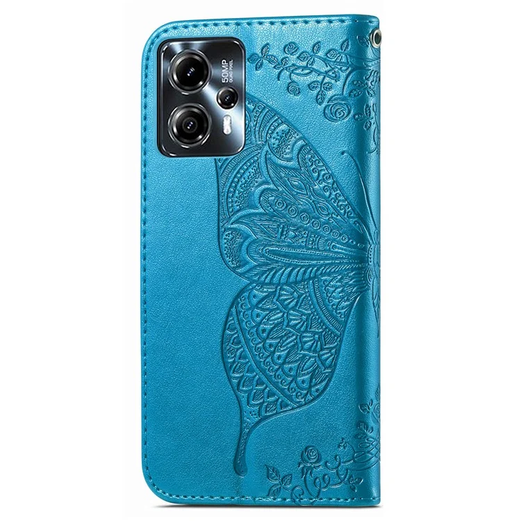 Pour Motorola Moto G23 4G / G13 4G Imprinted PU Leather Anti-drop Wallet Phone Case Stand Cover - Bleu