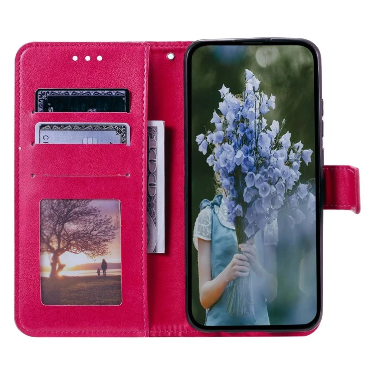 For Sony Xperia 10 V PU Leather Wallet Phone Case Imprinted Mandala Flower Pattern Magnetic Folio Stand Cover - Rose