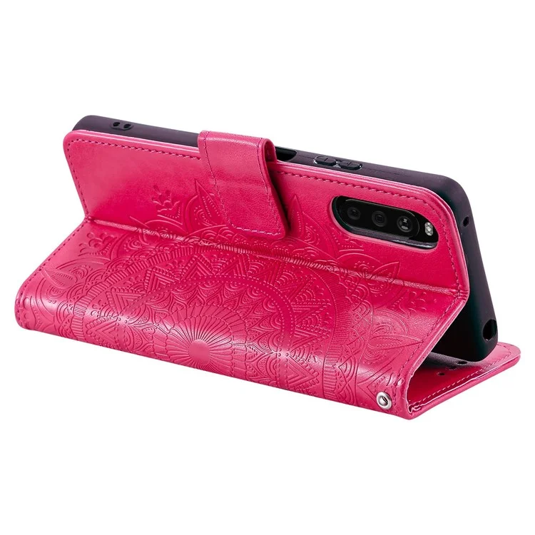 For Sony Xperia 10 V PU Leather Wallet Phone Case Imprinted Mandala Flower Pattern Magnetic Folio Stand Cover - Rose