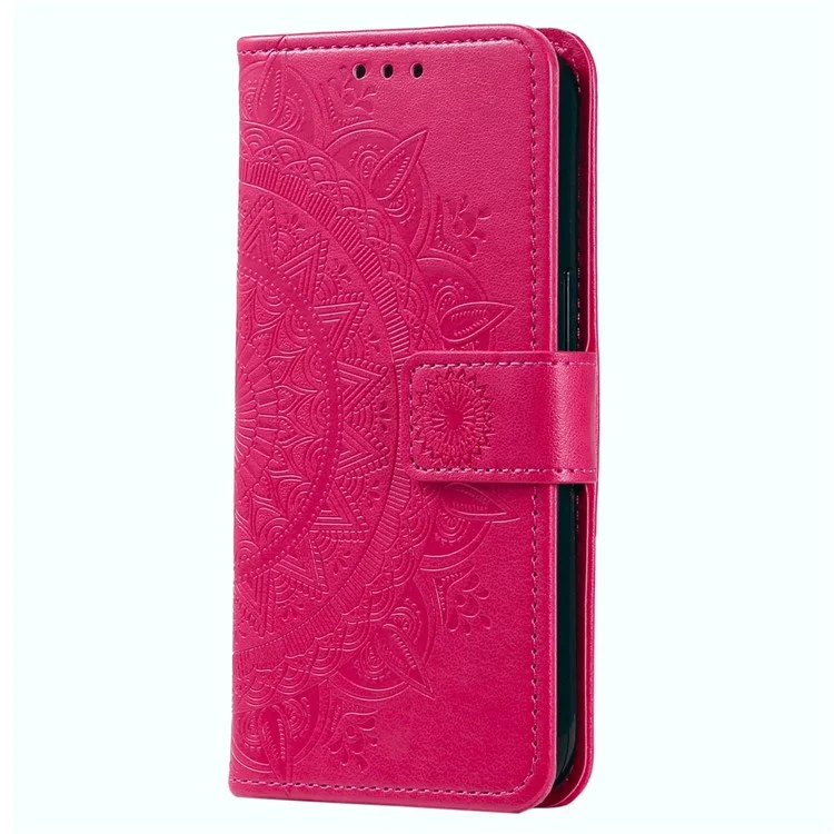 For Sony Xperia 10 V PU Leather Wallet Phone Case Imprinted Mandala Flower Pattern Magnetic Folio Stand Cover - Rose