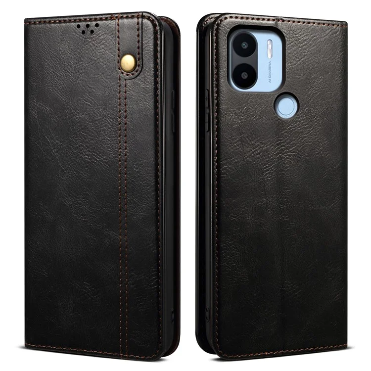 Для Xiaomi Redmi A1+ 4G / A2+ 4G / Poco C50 4G Waxy Crazy Horse Texture Leather Protective Phone Case with Stand Wallet - Черный
