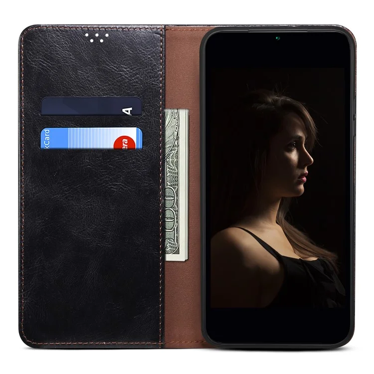 Для Xiaomi Redmi A1+ 4G / A2+ 4G / Poco C50 4G Waxy Crazy Horse Texture Leather Protective Phone Case with Stand Wallet - Черный