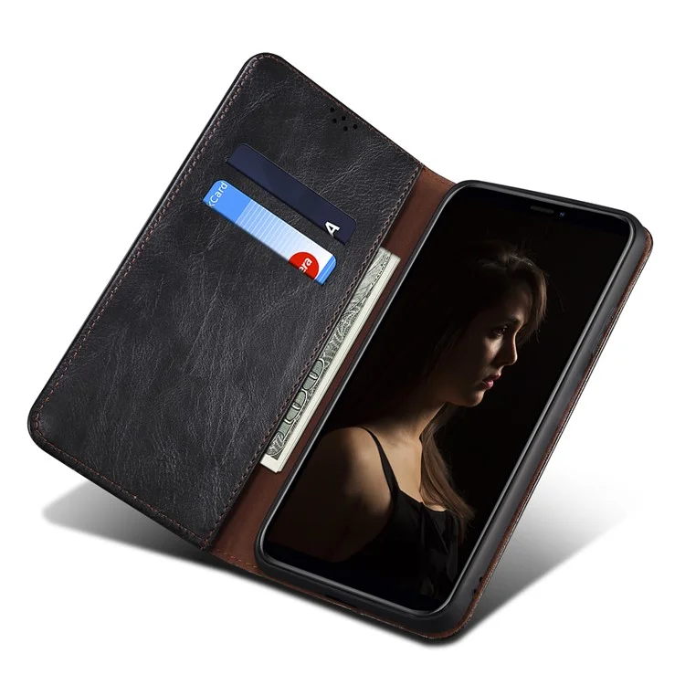 Для Xiaomi Redmi A1+ 4G / A2+ 4G / Poco C50 4G Waxy Crazy Horse Texture Leather Protective Phone Case with Stand Wallet - Черный