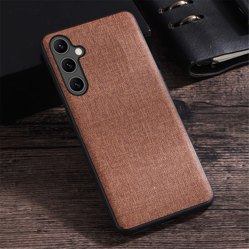 Slim Phone Cover for Samsung Galaxy A14 5G / A14 4G TPU Cloth Texture Anti-fall Mobile Phone Case - Brown