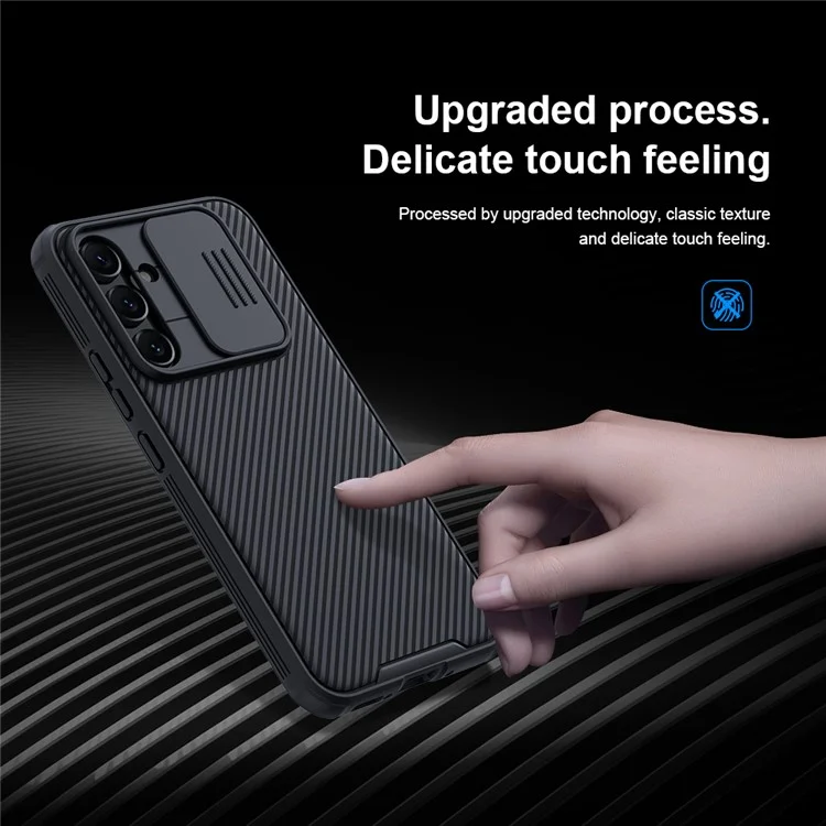 Nillkin Camshield Pro Para Samsung Galaxy A54 5G PC+TPU Hybrid Telep Cover Case a Prueba de Caída Con Tapa de Portaobjetos de Cámara - Negro