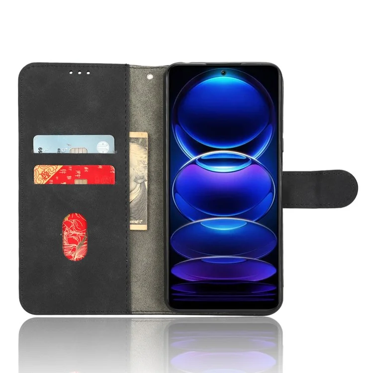 Per Xiaomi Poco X5 5G / Redmi Note 12 5G (Global) / (India) / (Cina) Skin-touch PU Leather Flip Stand Phone Case Drop-proof Wallet Cover - Nero