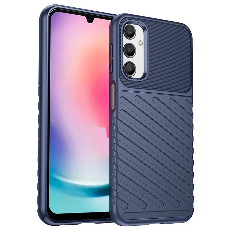 Anti-fall TPU Phone Cover For Samsung Galaxy A24 4G (162.1 x 77.6 x 8.3mm) Thunder Series Thickened Twill Texture Cell Phone Case - Blue