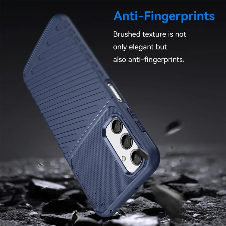Anti-fall TPU Phone Cover For Samsung Galaxy A24 4G (162.1 x 77.6 x 8.3mm) Thunder Series Thickened Twill Texture Cell Phone Case - Blue