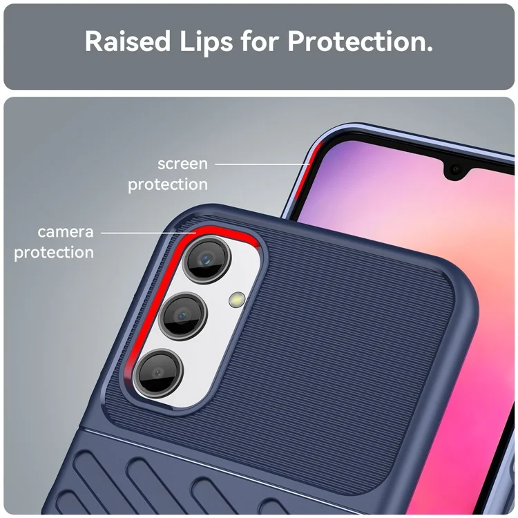 Anti-fall TPU Phone Cover For Samsung Galaxy A24 4G (162.1 x 77.6 x 8.3mm) Thunder Series Thickened Twill Texture Cell Phone Case - Blue