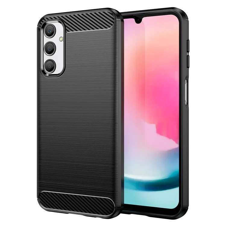 For Samsung Galaxy A24 4G (162.1 x 77.6 x 8.3mm) Anti-scratch Phone Case Carbon Fiber Texture Brushed Surface Protective Back Cover - Black