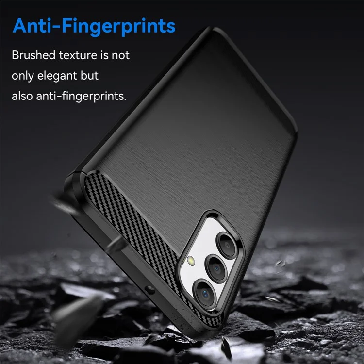 For Samsung Galaxy A24 4G (162.1 x 77.6 x 8.3mm) Anti-scratch Phone Case Carbon Fiber Texture Brushed Surface Protective Back Cover - Black