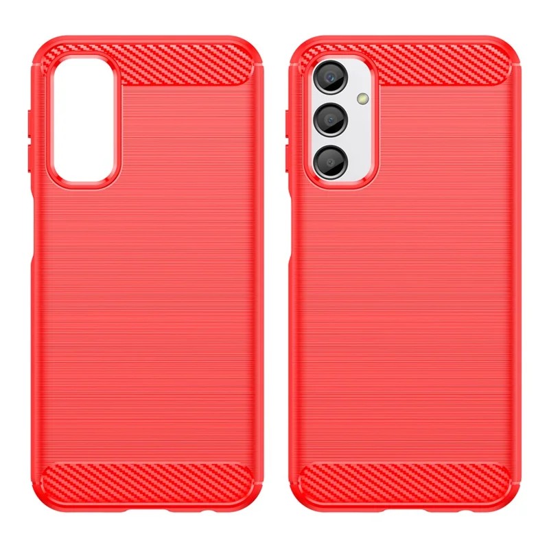 For Samsung Galaxy A24 4G (162.1 x 77.6 x 8.3mm) Anti-scratch Phone Case Carbon Fiber Texture Brushed Surface Protective Back Cover - Red