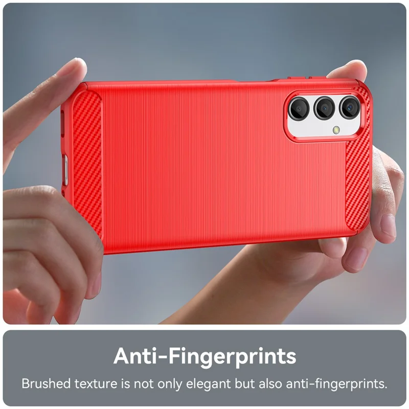 For Samsung Galaxy A24 4G (162.1 x 77.6 x 8.3mm) Anti-scratch Phone Case Carbon Fiber Texture Brushed Surface Protective Back Cover - Red