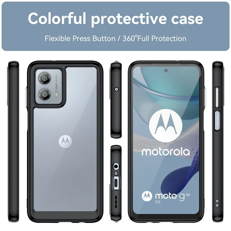 Funda para teléfono móvil Motorola Moto G53 5G - Carcasa de TPU + Acrílico a prueba de arañazos - Negro