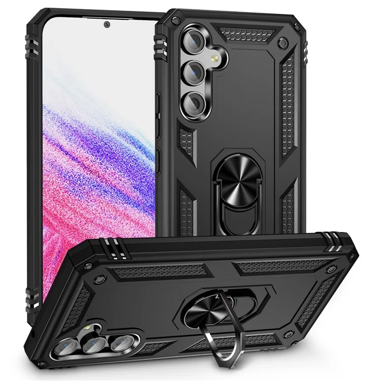 For Samsung Galaxy A54 5G Shockproof Phone Case Military Grade Phone Back Cover with Ring Kickstand - Black