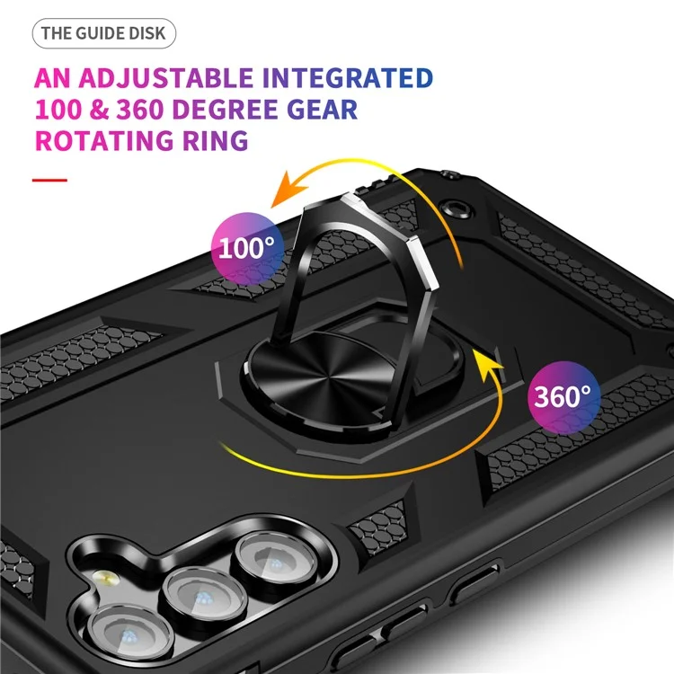 For Samsung Galaxy A54 5G Shockproof Phone Case Military Grade Phone Back Cover with Ring Kickstand - Black