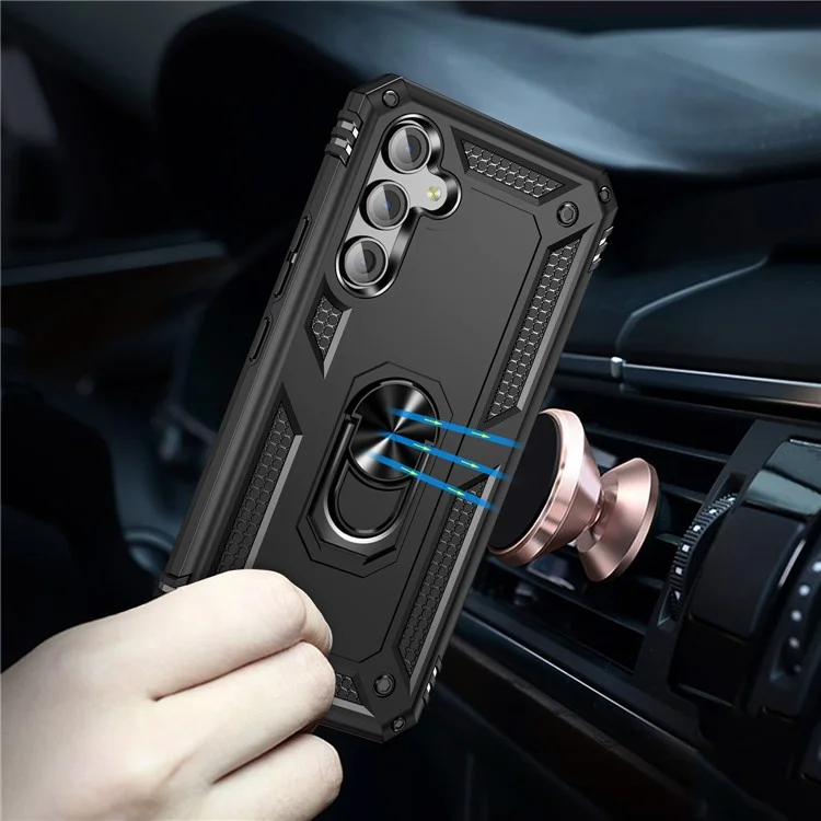 For Samsung Galaxy A54 5G Shockproof Phone Case Military Grade Phone Back Cover with Ring Kickstand - Black