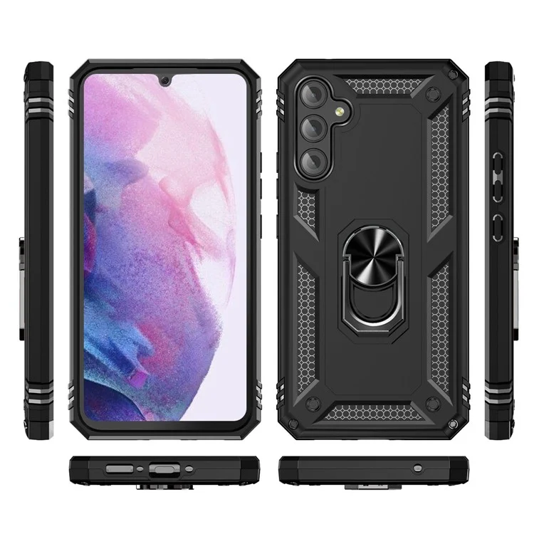 Pour Samsung Galaxy A34 5G Anneau de maintien Étui de support Étui de protection TPU + PC - Noir